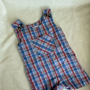 Classic Prep Red and Blue Plaid Kids Overalls